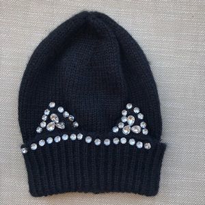 Black jewel cat ear beanie